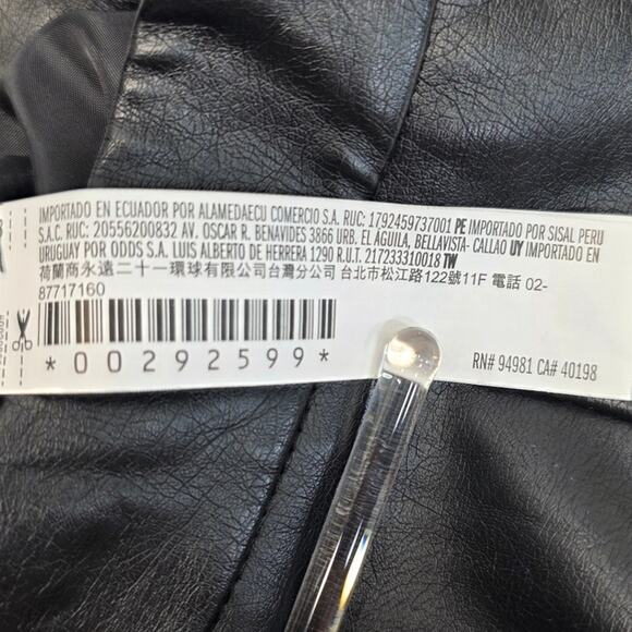 NEW Forever 21 Black Faux Leather Raw Hem Knee Length A-Line Skirt, Size Medium - Picture 10 of 12